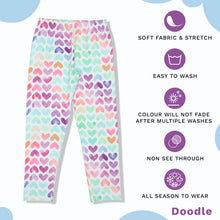 Load image into Gallery viewer, Doodle Girls Leggings Heart Print White