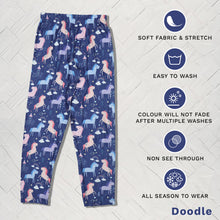 Load image into Gallery viewer, Doodle Girls Leggings Unicorn Print Navy