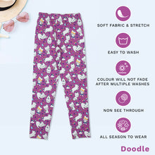 Load image into Gallery viewer, Doodle Girls Leggings Cat Print Wine