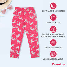 Load image into Gallery viewer, Doodle Girls Leggings Unicorn Print Pink