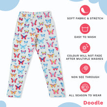 Load image into Gallery viewer, Doodle Girls Leggings Butterfly Print White
