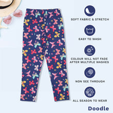 Load image into Gallery viewer, Doodle Girls Leggings Butterfly Print Navy