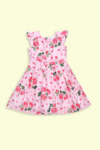 Load image into Gallery viewer, Pink Floral Printed Satin Dress