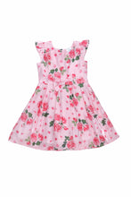 Load image into Gallery viewer, Pink Floral Printed Satin Dress