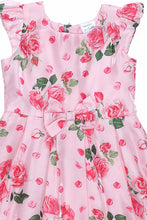 Load image into Gallery viewer, Pink Floral Printed Satin Dress