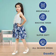 Load image into Gallery viewer, Doodle White & Navy Mix and Match Dress