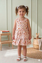 Load image into Gallery viewer, Doodle Printed Layered Dress With Lace || Offwhite || Knee Length || Sleeveless || 6M-4Y