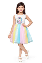 Load image into Gallery viewer, Doodle Fit and Flare Multi Net Unicorn Dress