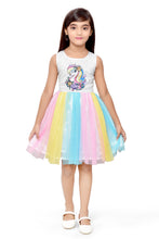 Load image into Gallery viewer, Doodle Fit and Flare Multi Net Unicorn Dress