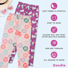 Load image into Gallery viewer, Doodle Girls Pack Of 2 Leggings AOP Printed Peach and Purple