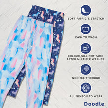 Load image into Gallery viewer, Doodle Girls Pack Of 2 Leggings AOP Printed Navy and Blue