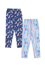 Load image into Gallery viewer, Doodle Girls Pack Of 2 Leggings AOP Printed Navy and Blue