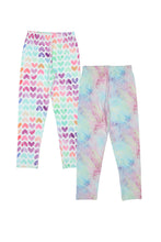 Load image into Gallery viewer, Doodle Girls Pack Of 2 Leggings AOP Printed White and Blue