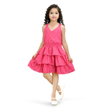 Load image into Gallery viewer, Doodle Polka Printed Step Dress With Sleeveless