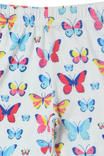 Load image into Gallery viewer, Doodle Girls Leggings Butterfly Print White