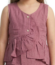 Load image into Gallery viewer, Doodle Solid Textured Co-ord Pant Set || Pink || Full Length || Sleeveless || 4Y-12Y