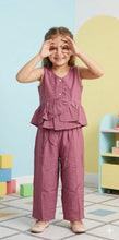 Load image into Gallery viewer, Doodle Solid Textured Co-ord Pant Set || Pink || Full Length || Sleeveless || 4Y-12Y