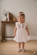 Load image into Gallery viewer, Doodle Solid Embroidery Dress|| White || Knee Length || Sleeveless || 6M-4Y