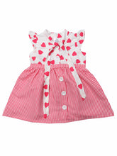 Load image into Gallery viewer, Pink With White Polka and Heart Printed Tie up Dress