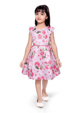 Load image into Gallery viewer, Pink Floral Printed Satin Dress
