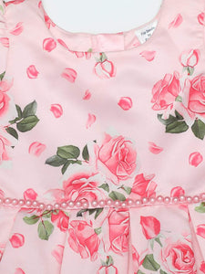 Satin Digital Print Dress Pink Floral Printed Satin Dress
