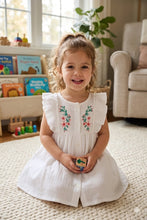Load image into Gallery viewer, Doodle Solid Embroidery Dress|| White || Knee Length || Sleeveless || 6M-4Y
