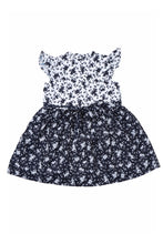 Load image into Gallery viewer, Doodle Girls Navy and White Printed Tie-Up Dress
