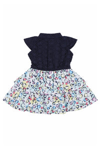 Doodle Girls White and Navy Lace Top and Bottom Step Dress