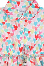 Load image into Gallery viewer, Doodle Girls Off - White Heart Printed Shirt Dress With Belt

