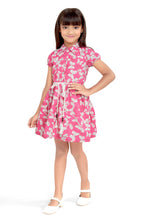 Load image into Gallery viewer, Doodle Girls Pink Butterfly Printed Shirt Dress With Belt
