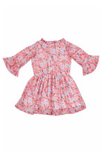 Load image into Gallery viewer, Doodle Girls Pink Chiffon Floral  Printed Tieup Dress With 3/4 Sleeve
