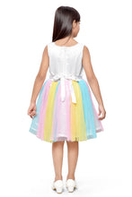 Load image into Gallery viewer, Doodle Girls Yellow Unicorn Multi Net Party Dress
