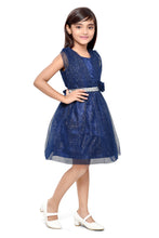 Load image into Gallery viewer, Doodle Girls Navy Gillter Net Sleeveless Party Dress
