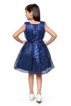 Load image into Gallery viewer, Doodle Girls Navy Gillter Net Sleeveless Party Dress
