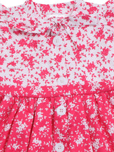 Load image into Gallery viewer, Doodle Girls Pink and White AOP Printed Tie-Up Dress
