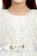 Load image into Gallery viewer, Doodle Girls Offwhite Foil Gold Polka dots With Sleeveless Dress

