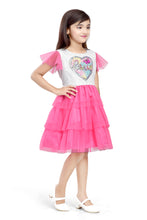 Load image into Gallery viewer, Doodle Girls Pink Net Step Dress With Fancy Patch
