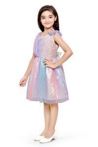 Doodle Girls Coral Multi Net and Sequence Sleeveless Party Dress