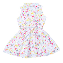 Load image into Gallery viewer, Doodle Baby Girls White Heart Print Shirt Dress With Belt
