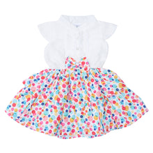Load image into Gallery viewer, Doodle Baby Girls White Polka Dot With Peterpan Collar Dress
