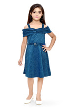 Load image into Gallery viewer, Doodle Girls Blue Shimmer strape Sleeveless Party Dress
