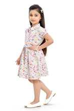 Load image into Gallery viewer, Doodle Girls White Heart Printed Shirt Dress With Belt
