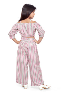 Doodle Girls Pink Striped CO-ORD With Top and Pant
