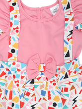 Load image into Gallery viewer, Doodle Baby Girls Pink Abstract Printed Suspender Sleeve Dress
