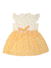 Load image into Gallery viewer, Doodle Baby Girls Yellow Floral Tie-up Dress With Cap Sleeve
