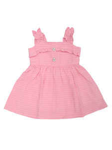 Doodle Baby Girls Pink Seersucker Ruffle Dress