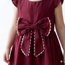 Load image into Gallery viewer, Doodle Solid Dress With Bow || Maroon || Knee Length || Cap Sleeve || 6M-4Y
