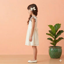 Load image into Gallery viewer, Doodle Lace Party Dress With Bow || Offwhite || Knee Length || Cap Sleeve || 4Y-12Y
