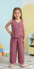 Load image into Gallery viewer, Doodle Solid Textured Co-ord Pant Set || Pink || Full Length || Sleeveless || 4Y-12Y
