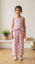 Load image into Gallery viewer, Doodle Printed Textured Co-ord Pant Set || White || Full Length || Sleeveless || 4Y-12Y
